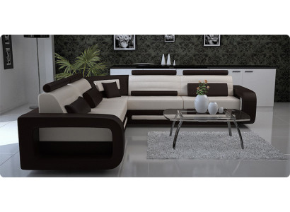 Ecksofa Polster Couch Leder Ecksofa Wohnlandschaft L-Form Polstergarnitur