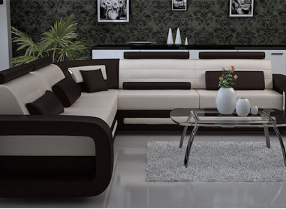 Ecksofa Polster Couch Leder Ecksofa Wohnlandschaft L-Form Polstergarnitur