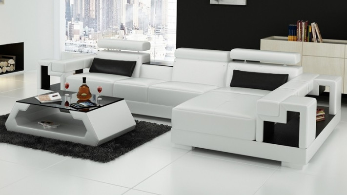 L Form Sofa Couch Polster Garnitur Wohnlandschaft Design Ecksofa Leder