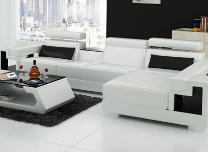 L Form Sofa Couch Polster Garnitur Wohnlandschaft Design Ecksofa Leder