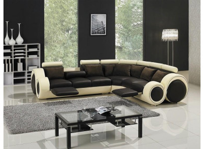 Ecksofa Leder Sofa Couch Polster Eck Sitz Wohnlandschaft Garnitur L-Form Stoff