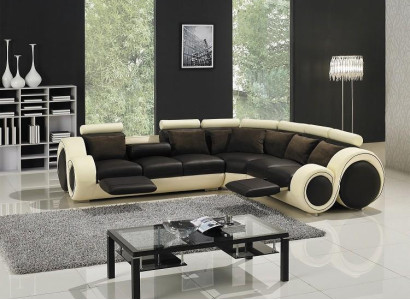 Ecksofa Leder Sofa Couch Polster Eck Sitz Wohnlandschaft Garnitur L-Form Stoff