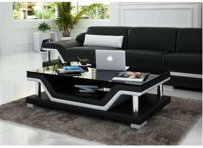 Gepolsterte Tische Schwarzer Couchtisch Glastisch Sofa Beistell Moderner