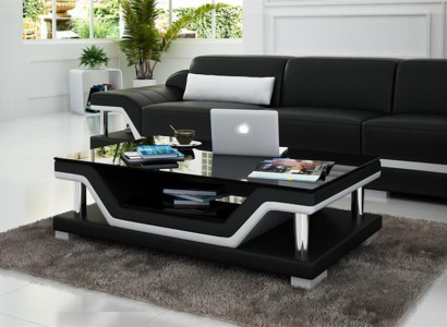 Gepolsterte Tische Schwarzer Couchtisch Glastisch Sofa Beistell Moderner