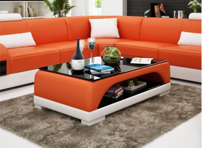Ledertisch Couchtisch Glastisch Sofa Beistell Moderner Tisch Gepolsterte