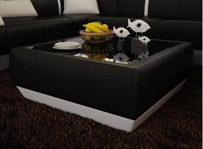 Gepolsterte Sofa Tische Schwarzer Couchtisch Glastisch Beistell Moderner