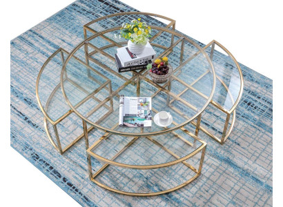 Rundes Designer-Glassofa, Edelstahl-Sofa-Tisch, rundes Design für zu Hause