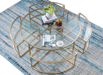 Rundes Designer-Glassofa, Edelstahl-Sofa-Tisch, rundes Design für zu Hause