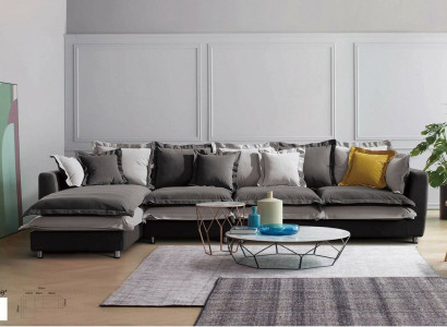 Eck Sofa Textil Sitz Polster Couch Garnitur Wohn Zimmer Landschaft Sofas