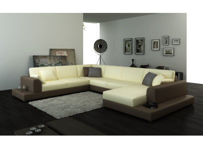 Wohnlandschaft Wohnzimmer Ecksofa Leder Sofa Couch Polster Sitz