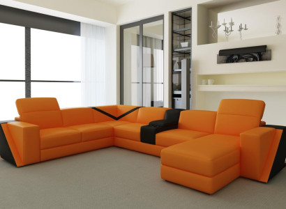 Ledersofa Sofa Couch Polster Wohnlandschaft Designer Ledersofa U Form