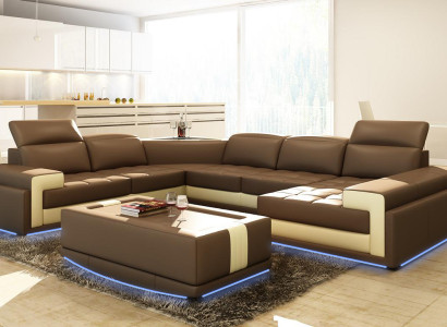 Ledersofa Couch Wohnlandschaft Ecksofa Modern Eck Garnitur Design Dekor