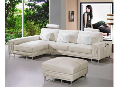 Ledersofa Sofa Couch Polster Eck Garnitur 190x334cm Wohnlandschaft L Form 2055