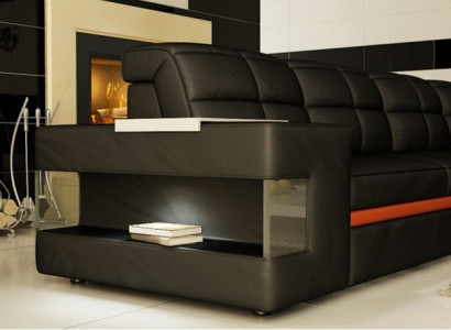 Ledersofa Designersofa Ecksofa Couch Polster Sofa Eckgarnitur mit Beleuchtung