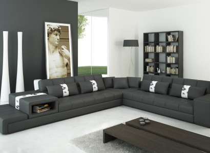 Ledersofa Couch Wohnlandschaft Ecksofa Eck Garnitur Design Sofa Modern