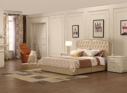 Modernes Design Hotel Betten Bett XXL Luxus Doppel Leder Chesterfield