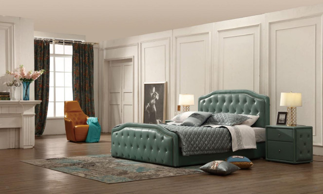 Modernes Design Hotel Bett XXL Betten Luxus Doppel Leder Chesterfield 180x200cm