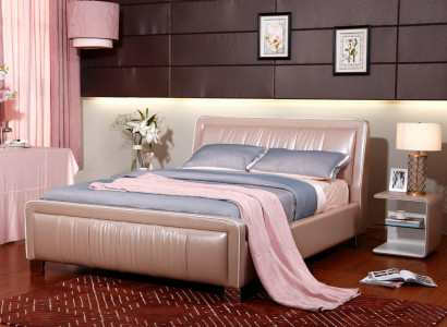 Designer Doppelbett Bett Betten Schlafzimmer Leder Hotel Luxus Polster