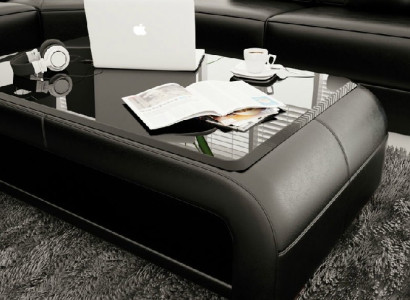 Sofatisch Design Tisch Wonzimmer Glas Leder Couch Beistell Sofa Kaffee