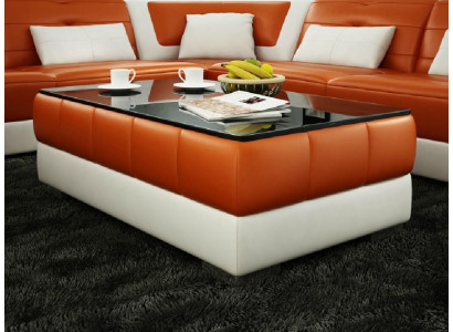 Sofatisch Design Tisch Wonzimmer Glas Leder Couch Sofa Beistell Kaffee