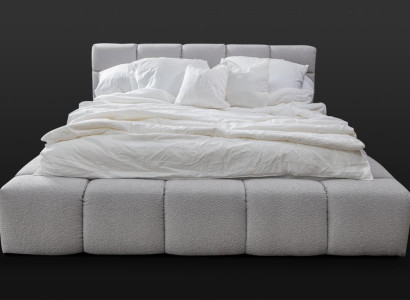 Bett grau Doppel Schlafzimmer Luxus Design elegant Polsterung Stoff neu