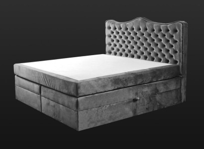 Bettrahmen grau chesterfield schlafzimmer design elegant stoff klassische möbel