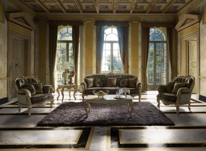 Sitzgarnitur 3+2+1 Sitzer Möbel Polster Textil Italienische Chesterfield Design