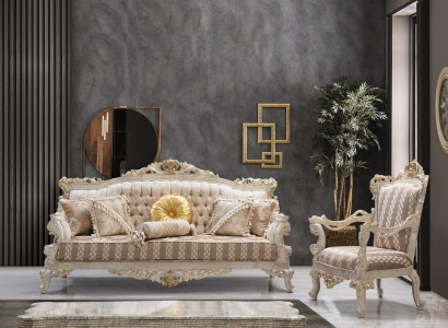 Sofagarnitur Klassische Luxus Sofas Sessel Wohnzimmer set 3+1 Sitz Chesterfield