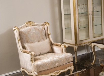 Barock Sessel Gold Beige Sessel Einsitzer Klassische Stil Möbel Samt Holz