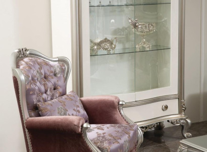 Klassischer Sessel mit Blumenmuster Lila Sofa Einsitzer Barock Rokoko