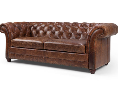 Chesterfield 100% Echtes Leder Ledersofa Sofa Couch Polster Klassische Couchen