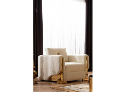 Design Einsitzer Sessel Textil Wohnzimmer Lounge Metall Luxus Design Sofa Möbel