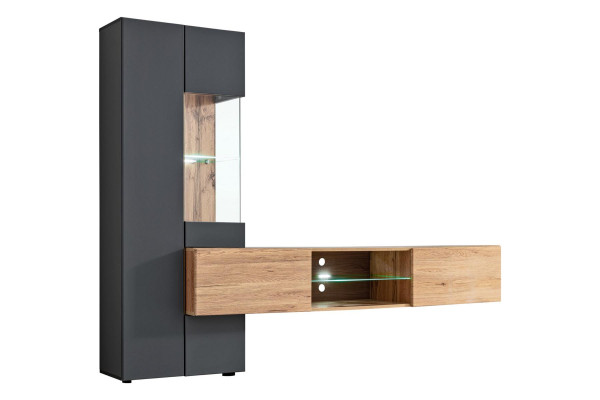 Grau Komplett Wohnwand Luxus Designer Regal Wohnzimmer Neu Einrichtung