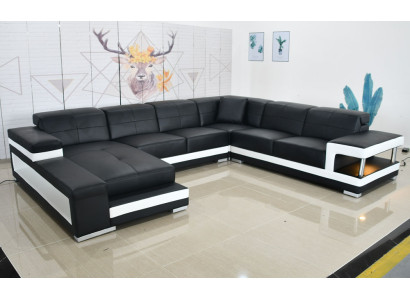 Ledersofa Sofa Modernes Polster Leder Design Ecksofa Couch Textil Wohnlandschaft
