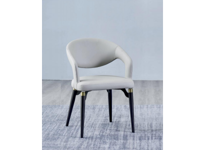 Weißer Esszimmer Lederstuhl Stilvoller Einsitzer Modernes Holzgestell