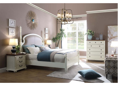 Bett Nachttisch Hocker 4 tlg. Schlafzimmer Set Design Modern Luxus Betten Neu