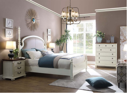 Bett Nachttisch Hocker 4 tlg. Schlafzimmer Set Design Modern Luxus Betten Neu