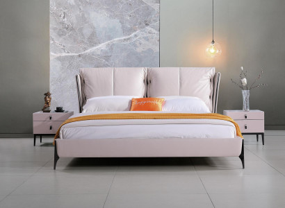 Bett Leder 2x Nachttisch 3 tlg Schlafzimmer Set Möbel Modern Luxus Betten