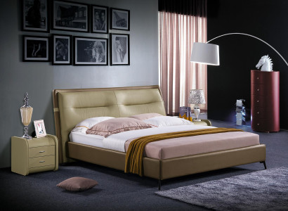 Lederbett Doppelbett Schlafzimmer Samt Betten Bettgestell Nachttisch 3tlg Set