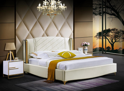 Designer Polster Doppelbett Betten Bett Schlafzimmer Ehebett Textil Leder Neu