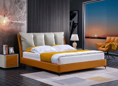 Luxus Bett Design Stoff Hotel Orange Betten Schlafzimmer Möbel Hotel Doppel Neu