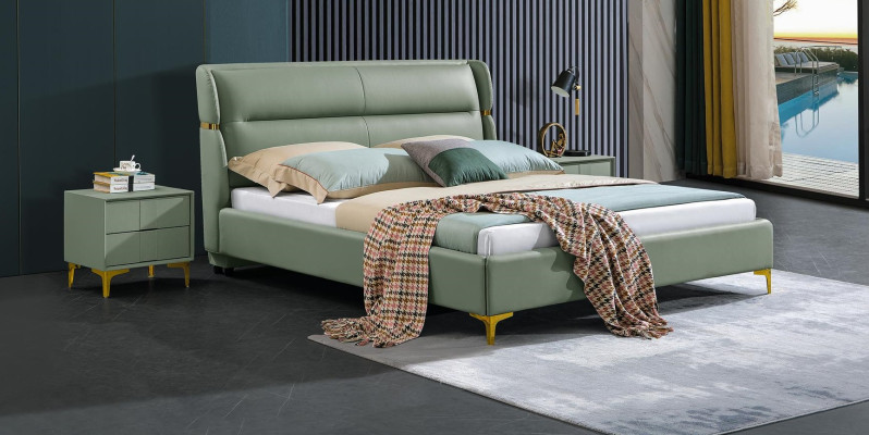 Bett Polster Design Luxus Doppel Hotel Betten Schlaf Zimmer Luxus Grün