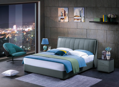 Design Doppelbett Lederbett Betten Bett Leder Polster Schlafzimmer Ehe. 180x200