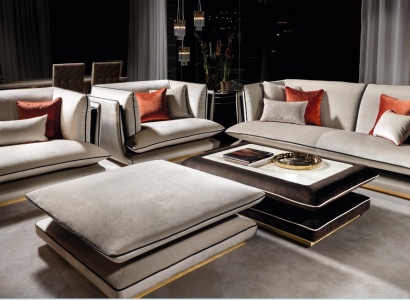 Sofagarnitur 311 Sitzer Hocker Set Möbel Sofa Polster Gruppe Couch arredoclassic