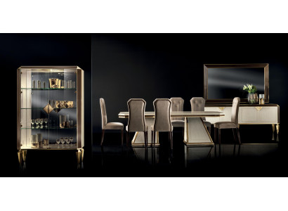 Esszimmer Set 10tlg. Garnitur Vitrine Tisch 6x Stuhl Anrichte Spiegel Möbel Holz