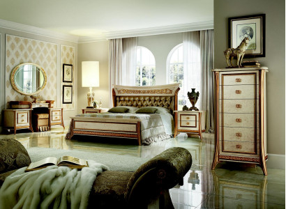 Schlafzimmer Set Barock Rokoko Bett Nachttisch Kommode Spiegel Hocker Neu