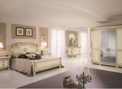 Klassisches Schlafzimmer Set Nachttische Bett Stil Holz Bett Italien Möbel 6tlg