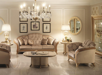 Sofagarnitur 321 Sitzer 2x Beistelltisch Couchtisch Vitrine 7tlg. Wohnzimmer Set