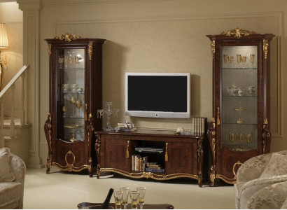 Wohnwand Barock Stil Wohnzimmer Vitrine Sideboard rtv Regal Wohnwände Schrank