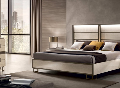 Schlafzimmer Bett Nachttisch Kommode Spiegel Polsterbett Doppelbett Set 5tlg.